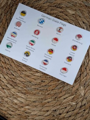 Bundesländer Flagge Kartenpins Set - 16 Flaggenkartenpins für Holzkarte - Deutschlandfahnen