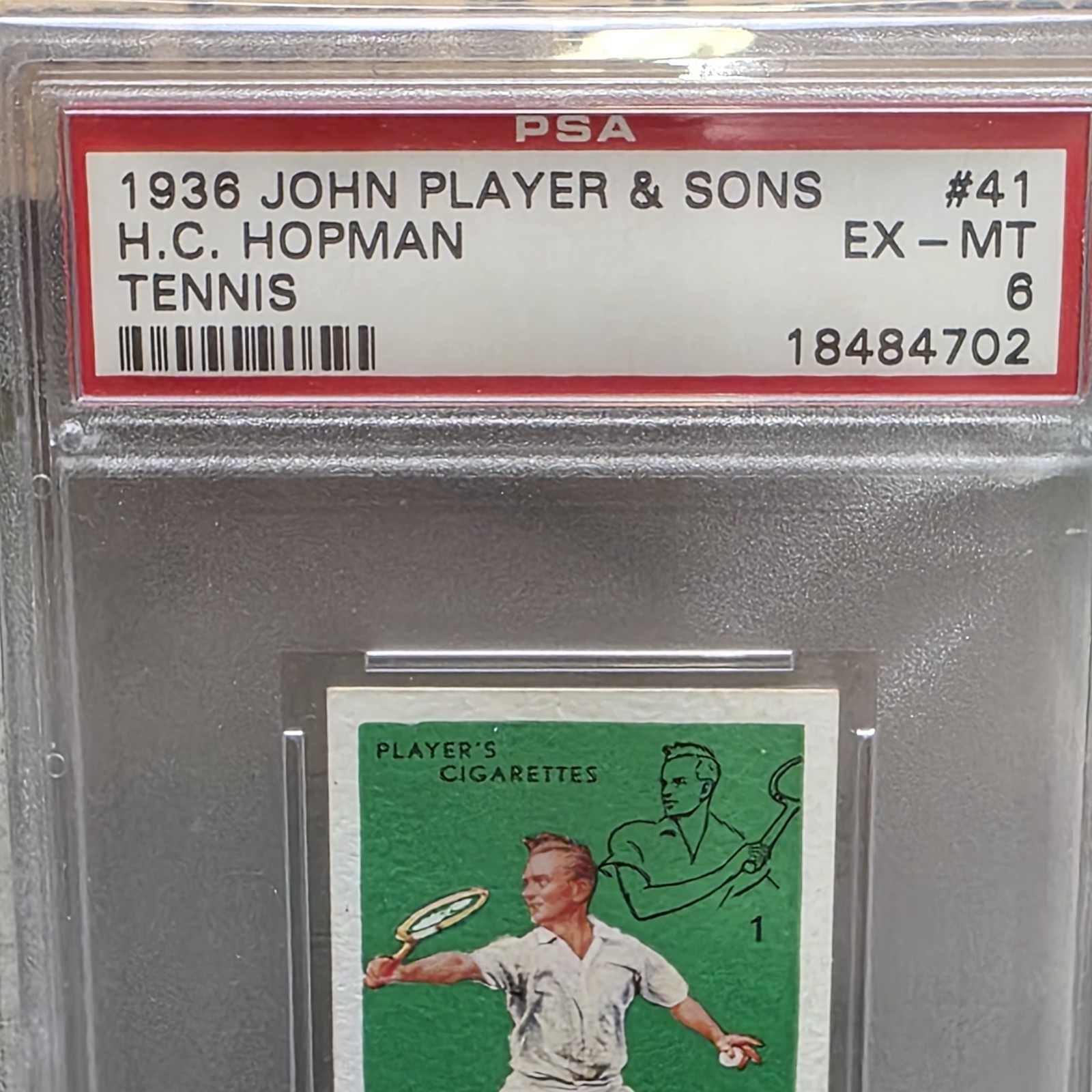 1936 John Player And Sons #41 H.C. Hopman Vintage Graded Tennis Card PSA 6 view 3