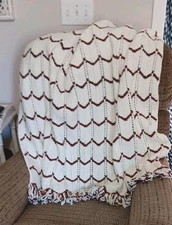 Chevron White & Brown Afgan 42 X 50