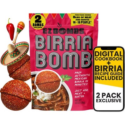 EZ Bombs Birria Bomb Seasoning, Pack of 2   Authentic 4.8 Ounce (Pack 1)
