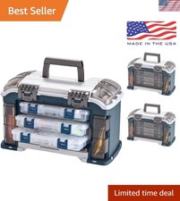 Compact Fishing Tackle Storage with Angled Access and 3 Durable Utility Boxes