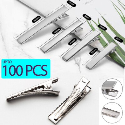 50 100x kleine mittlere Lot Silber Krokodil Alligator Zum Selbermachen Schleife Rohling Haarspangen UK