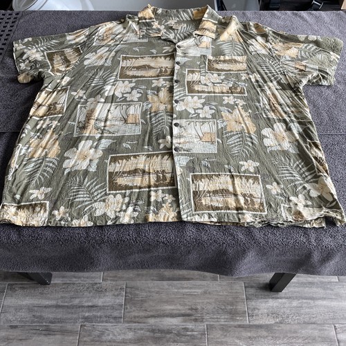 Island Passport Hawaiian Shirt Mens XXXXL Floral Short Sleeve 100% Rayon - Picture 2 of 13