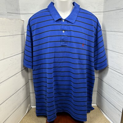 Polo Ralph Lauren Mens 4XL Big Polo Shirt Striped Mesh Ribbed