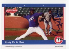 SIGNED BASEBALL CARD AUTO LOS ANGELES DODGERS RUBBY DE LA ROSA 2011 LOOKOUTS RC