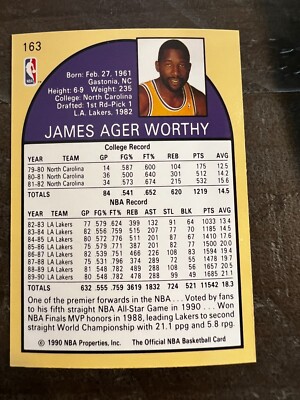 1990 NBA Hoops Basketball Card #163 James Worthy, Lakers (J2) | eBay