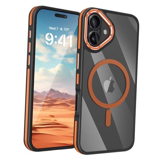 for iPhone 16 Case[Fits for Magsafe][Dropping Tested] Antislip M-Orange