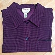 Talbots Nightgown Sleepwear Full Length Maxi Long Sleeve Button Down Purple 12