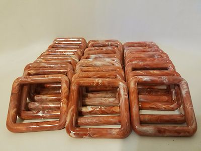 Lot of 30 Square 3'' Three Inch Rust Marble Plastic Marbella Macrame Craft Rings