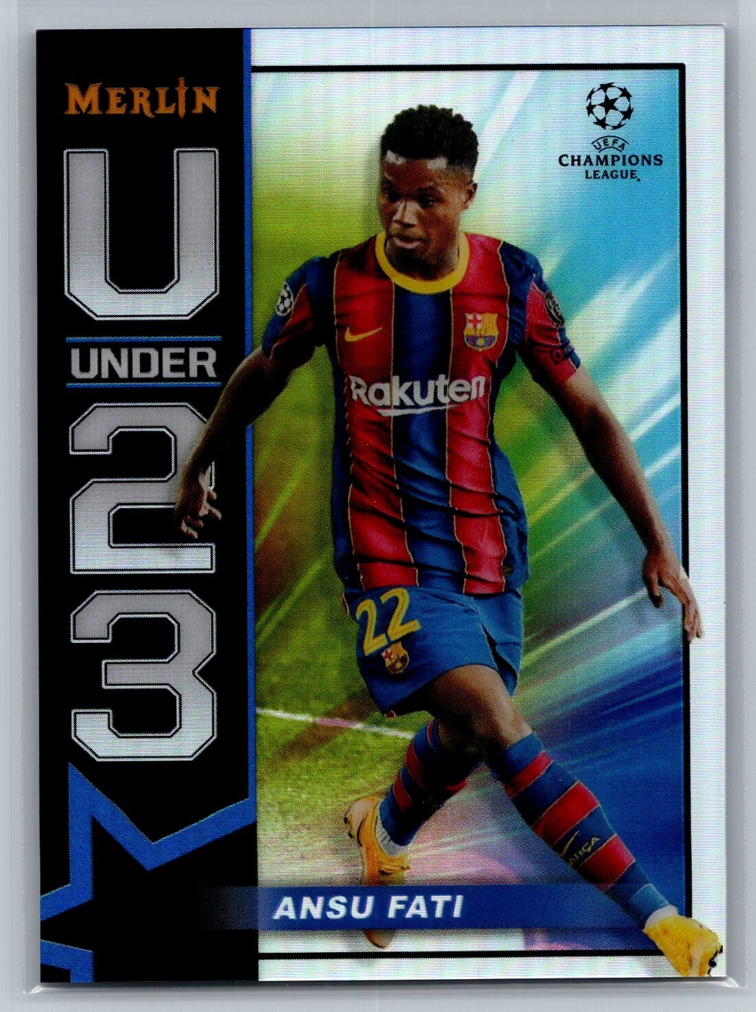 2020-21 TOPPS CHROME MERLIN UCL ANSU FATI UNDER 23 REFRACTOR BARCELONA
