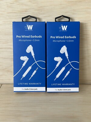 Lot Of 2 JW Pro  Wired Earbud Microphone 3.5 Audio Jack Make & Receive call