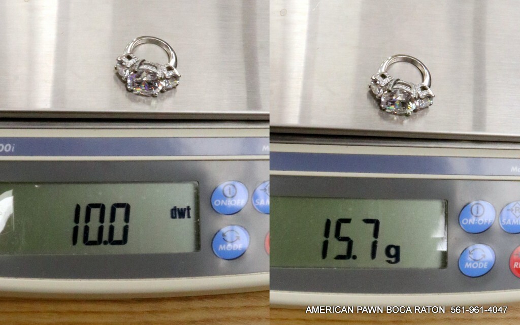 Solid platinum 3 large clear stones ring  Size 4 - image 16