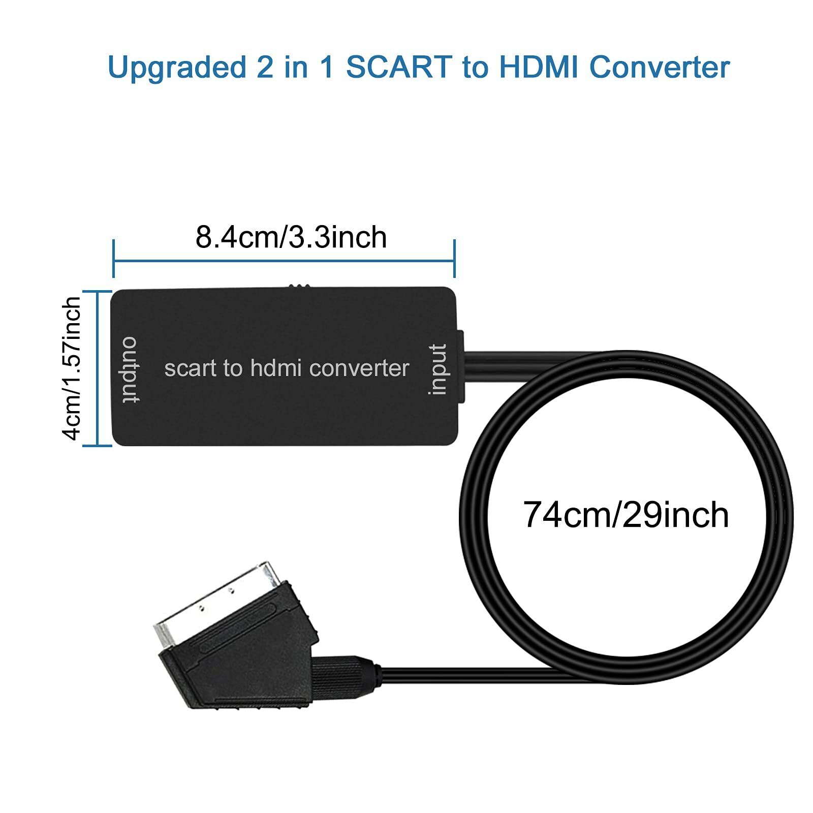 Scart zu auf HDMI Konverter Wandler SCART auf HDMI Converter Adapter HD TV NEU