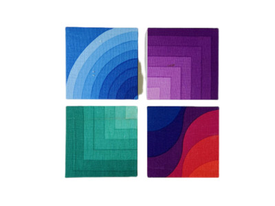 Verner Panton KURVEN SQUARE WAVE MIRA-X Original Cotton 7×7in 4 Pieces Set