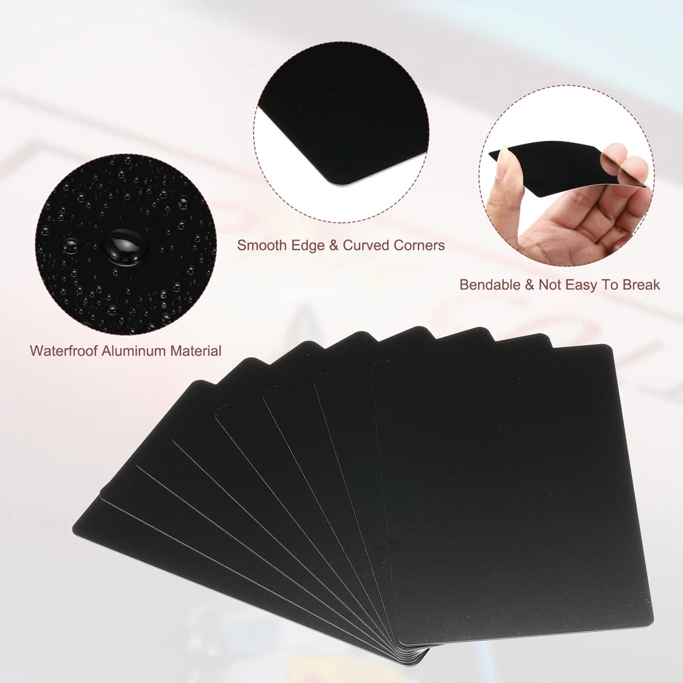 100pcs 0.45mm Metal Business Cards Laser Engraving Aluminum Card Matte Black - Image 4 of 4