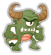 Monster Angry Green Cartoon Car Bumper Sticker Decal