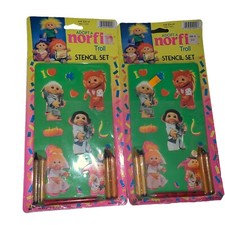 Vintage 1992 Ja-Ru Norfin Troll Stencil Set Lot Of 2 Brand New On Cards