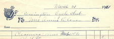 1911 ILION NY REMINGTON CYCLE CLUB BICYCLE ROOM CLEANING BILLHEAD INVOICE Z4653