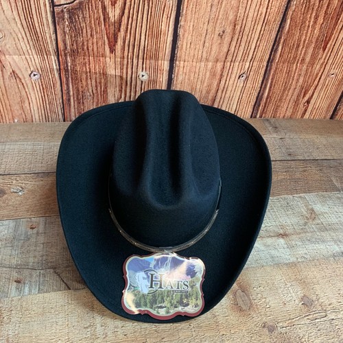 Kid's Black Western Cowboy Hat Black Faux Felt Texana Vaquero para Ninos Negro - Picture 6 of 12