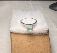 Solid 925 Silver Authentic Colombian Emerald Gemstone Handmade Ring Women Sz 8.5