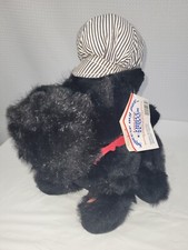 Vintage TL Toys Plush Black Dog w/Engineer Hat w/Tag Missing Battery Cover