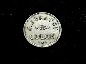 Panama Colon S. Soracco 5c german silver saloon merchant trade token