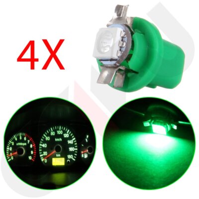 4pcsGreen T5 B8.5D 5050 Epistar SMD LED Bulbs Dashboard Cluster Gauge Side Light