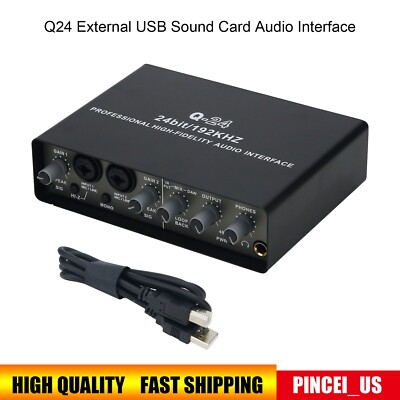 Q24 Interface Q24 External USB Sound Card Audio Interface 24Bit/192KHz for ...