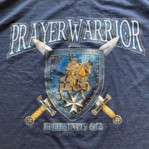 VINTAGE Y2K PRAYER WARRIOR SHIRT vtg christian jesus christ religious red letter - Picture 2 of 5