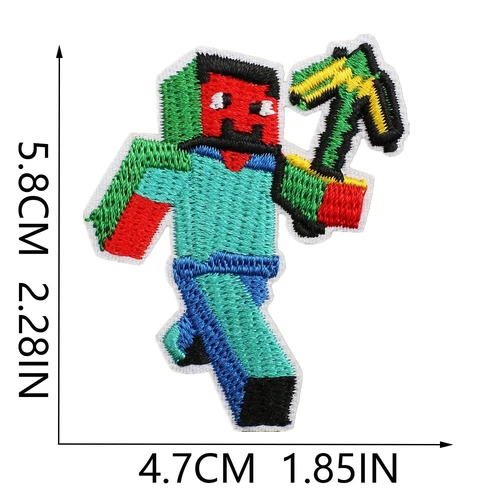 12/16 Stück Minecraft Patches Mosaik Welt Stickerei Bügelbild Applikation Jacken Jeans - Bild 12 von 20