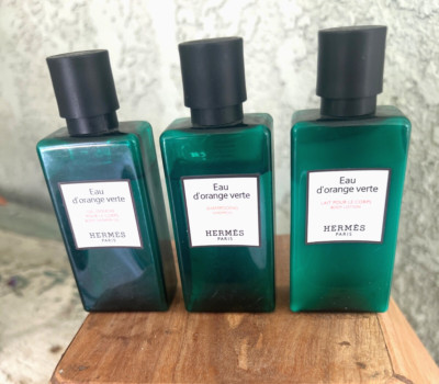 Hermes Eau d'Orange Verte Body Shower Gel , Shampoo  Body Lotion 1.35oz New set