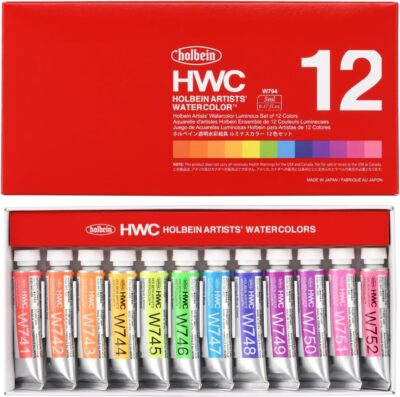 Holbein Künstler Aquarell Leuchtend Set 12 Farben 5ml Tuben W794 Japan Neu