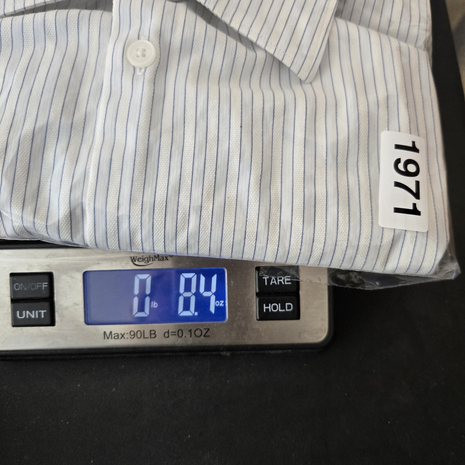 Calvin Klein Shirt Mens L White Blue Striped Long Sleeve Button Up Slight Stain thumbnail 13