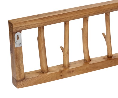 Coat Rack Wall Hooks Teak Wood Natural Branch Robust - Picture 18 of 21