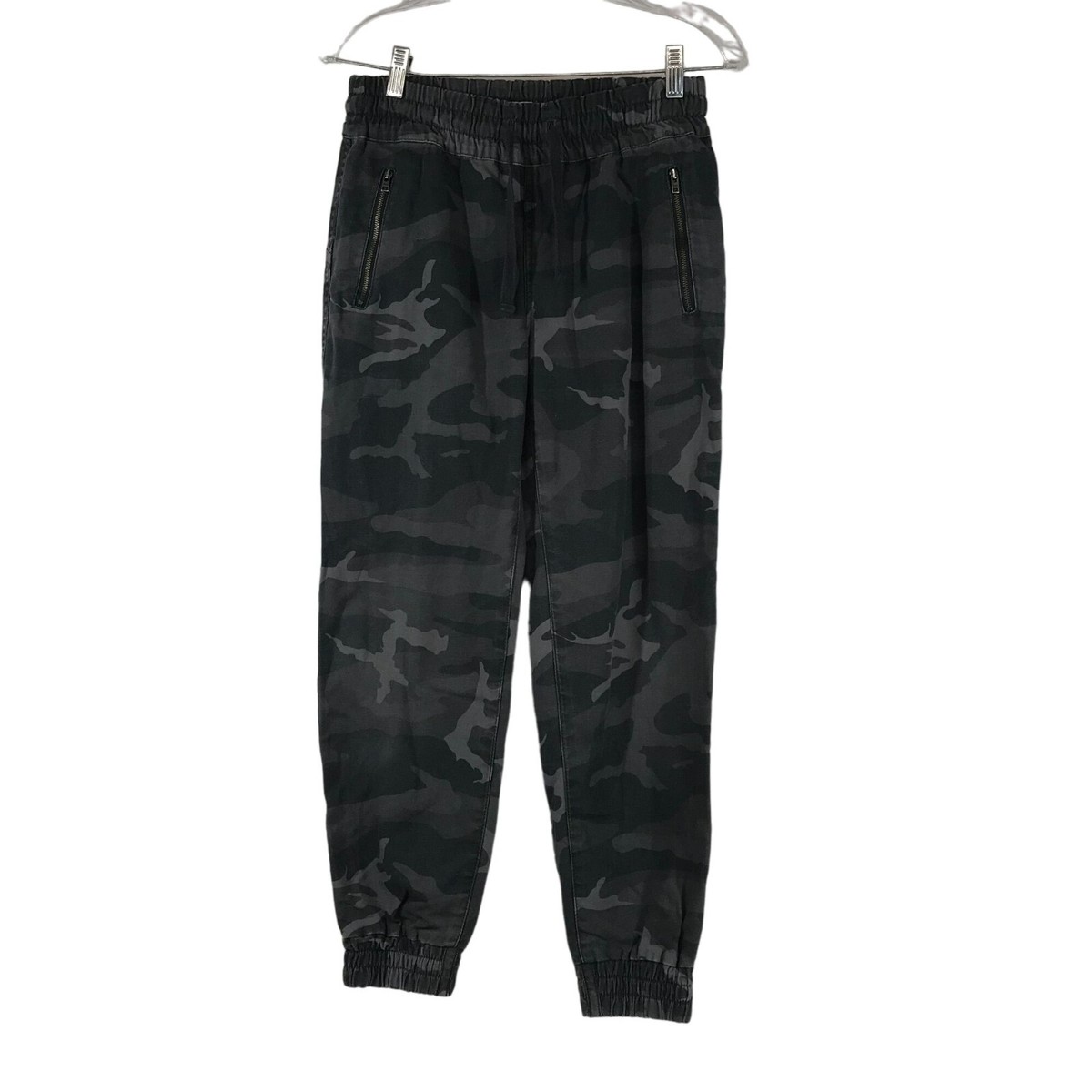 TNA WOMEN'S XS -GRAY CAMO ELASTIC DRAWSTRING WAIST JOGGER PANT W/ POCKETS