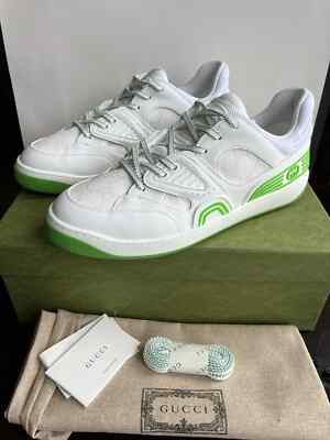GUCCI BASKET LEATHER LOGO SNEAKERS LOW TOP US 10 UK 9,5 EU 43,5 NEU BOX