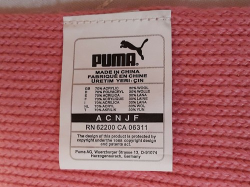 AUTHENTIC PUMA LOGO SOLID PINK KNITTED WOOL BLEND LONG WOMEN'S FRINGE SCARF - Picture 4 of 5