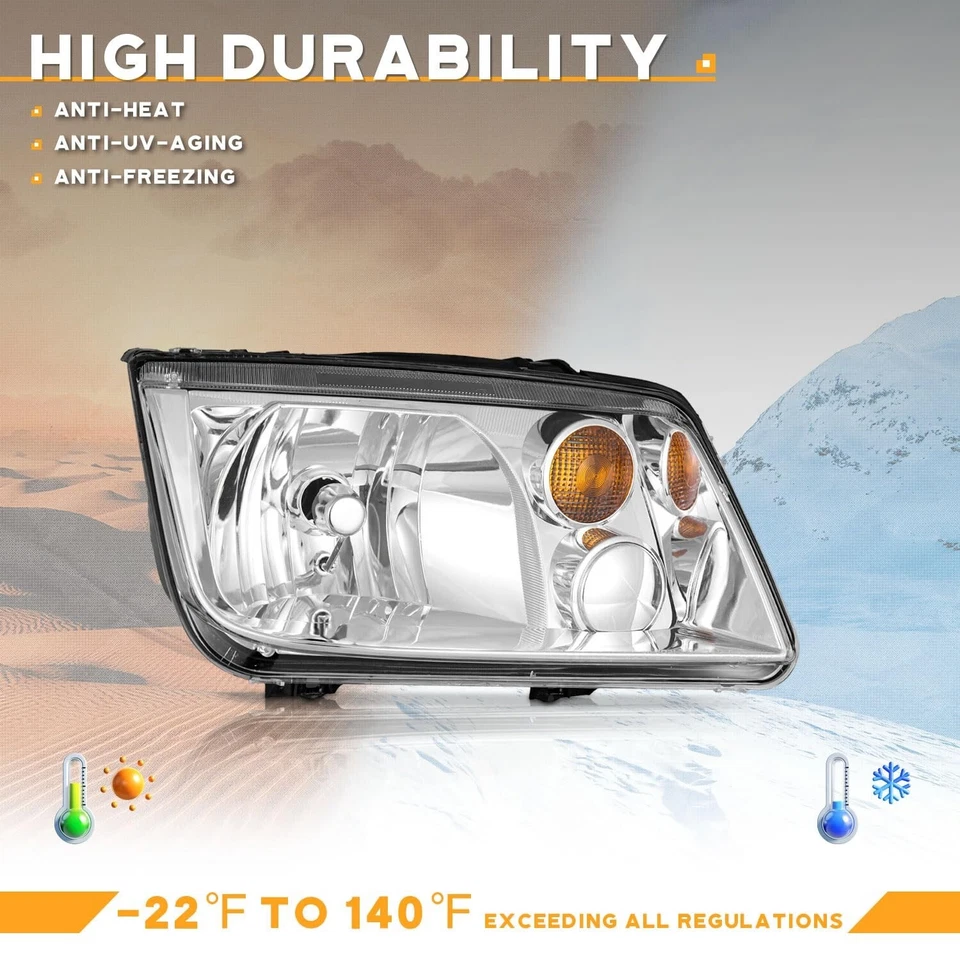 WEELMOTO Headlights For 1999-2005 Volkswagen Jetta Bora Headlamps Left+Right Foto 3 de 4