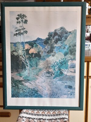 XXL Bild im Rahmen, Kunstdruck, türkis, 66x86cm