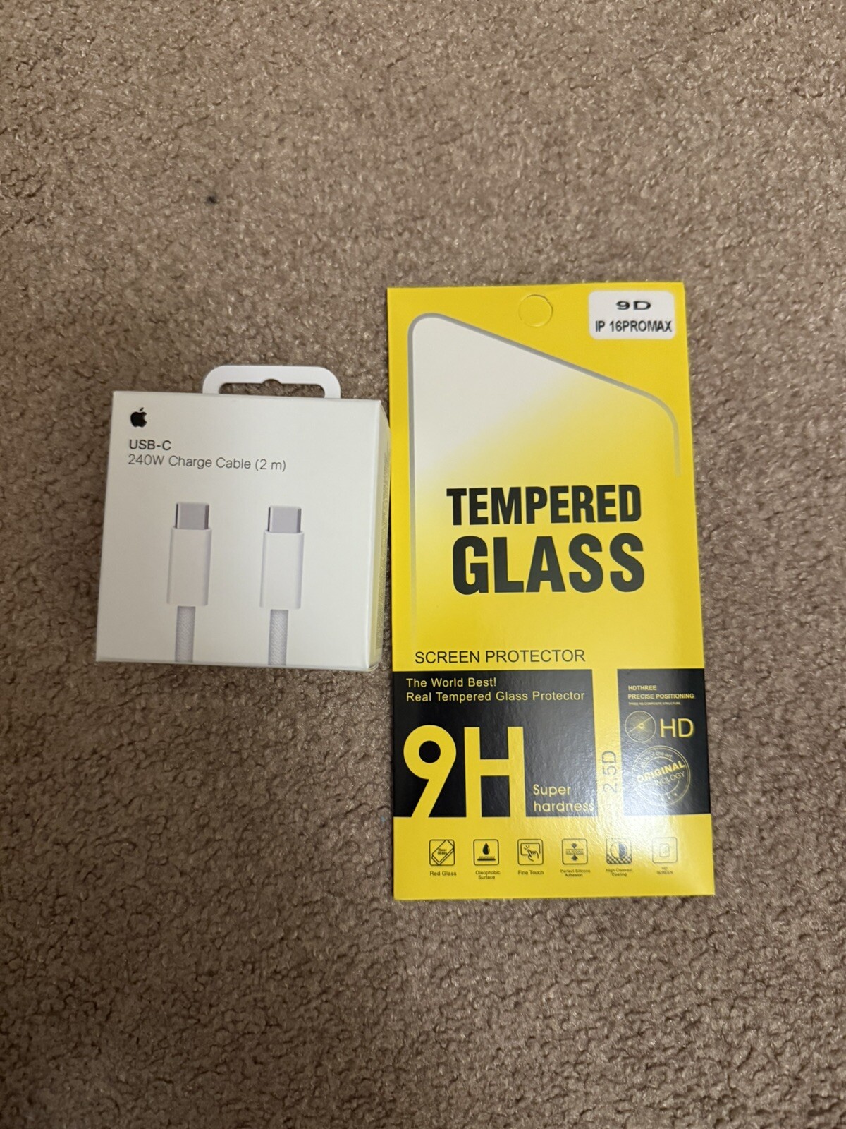 apple 240w usb-c to lightning cable 6ft  Plus glass protector 16 Pro Max-image