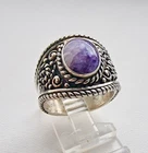 CAROLYN POLLACK VINTAGE 925 STERLING SILVER CHAROITE FILIGREE RING SIZE 8.25