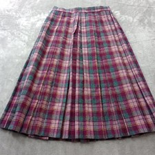 Vintage 60  s 70  s MJ Sportswear Tartan Plaid Pleated Skirt Wool Blend USA Sz 9