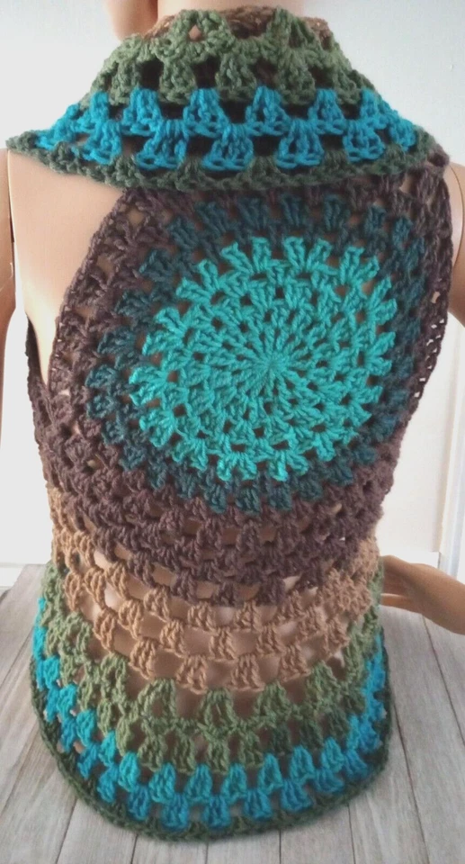 crochet womans handmade boho vest festival shrug top large xl dragon new - Image 2 of 4