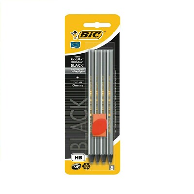 BIC HB Bleistifte Evolution schwarz graphit 8er Pack mit Radierer