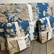 POTTERY BARN BETHANY FLORAL EMBROIDERED REVERSIBLE QUILT SET, KING, 2 KING SHAMS