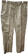 Vintage Calvin Klein Men's Straight Fit Flat Front Chino Pants, Khaki, 33