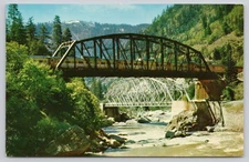 Vintage Tobin Bridges Feather River Canyon California Photochrome Postcard
