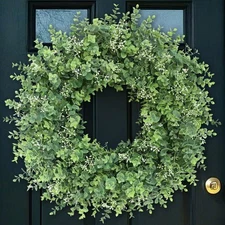 26'' Eucalyptus Wreath for Front Door - Large Artificial Eucalyptus Leaves wi...