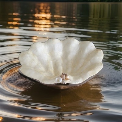 Large 17'' Capiz Shell Clam Bowl Decorative Centerpiece Coastal Beach Decor NEW