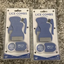 2X Rite Aid LICE COMBS the Long tooth Comb 4 Piece Kit